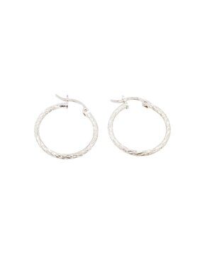 Sterling Silver Textured Hoop Earrings 1 Inch